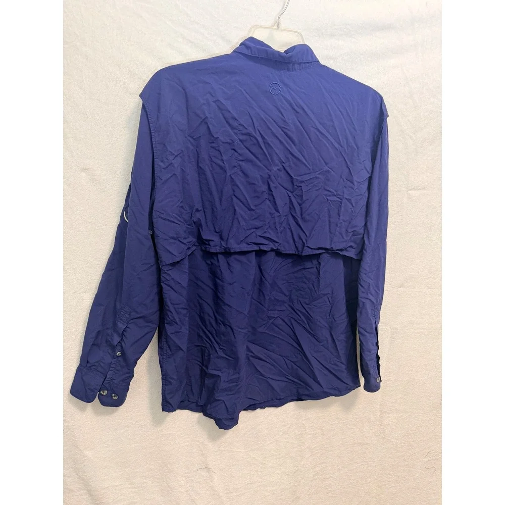 Magellan Outdoors Fish Gear Mens L Blue Long Sleeve Fishing Shirt Relaxed Fit